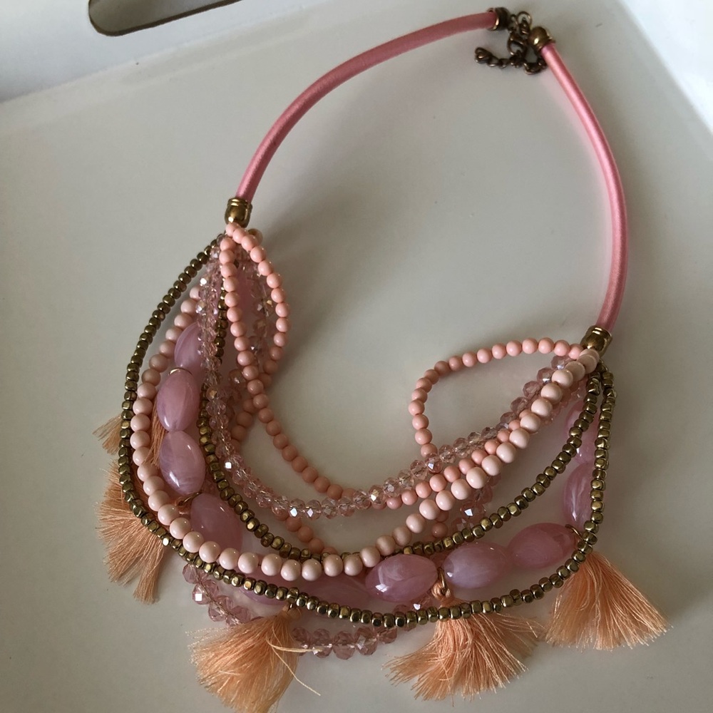 Layered pink statement necklace